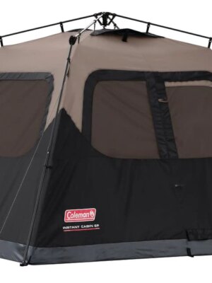 Coleman 4-Person Weatherproof Camping Tent, Instant Setup, 100% Polyester, 10x9 ft, 6 ft Center Height, Fits 2 Queen Air Beds