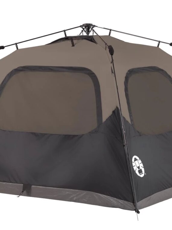 Coleman 4-Person Weatherproof Camping Tent, Instant Setup, 100% Polyester, 10x9 ft, 6 ft Center Height, Fits 2 Queen Air Beds
