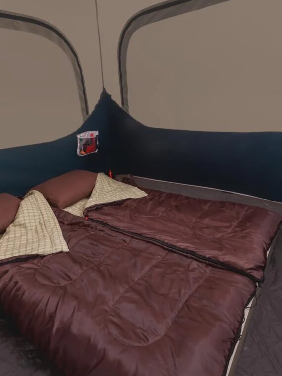 Coleman 4-Person Weatherproof Camping Tent, Instant Setup, 100% Polyester, 10x9 ft, 6 ft Center Height, Fits 2 Queen Air Beds