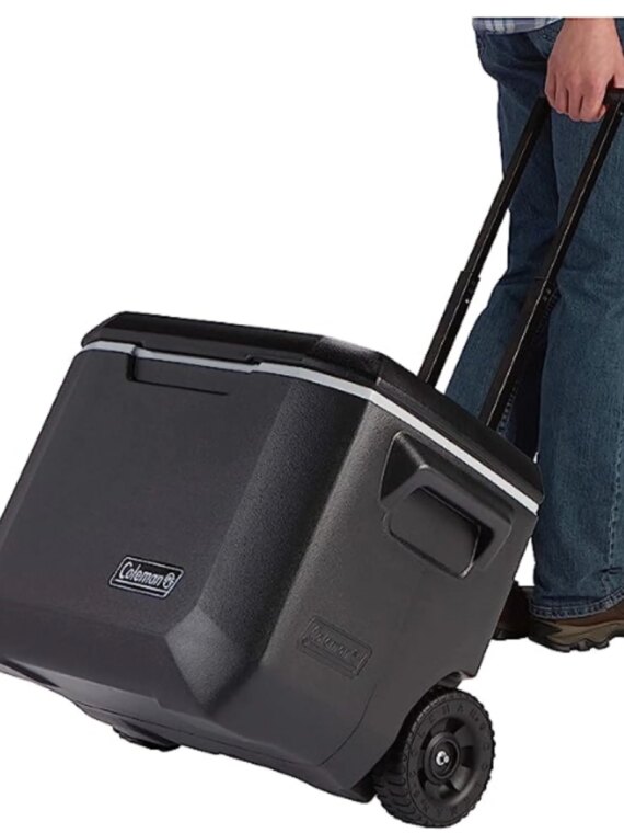Coleman 50 Quart Xtreme Portable Rolling Cooler, 5-Day Ice Retention, Holds 84 Cans, Durable Wheels, Telescoping Handle