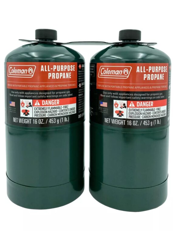 Coleman All-Purpose 2-Pack Propane Fuel Cylinders, 16 oz Each, Lightweight & Portable