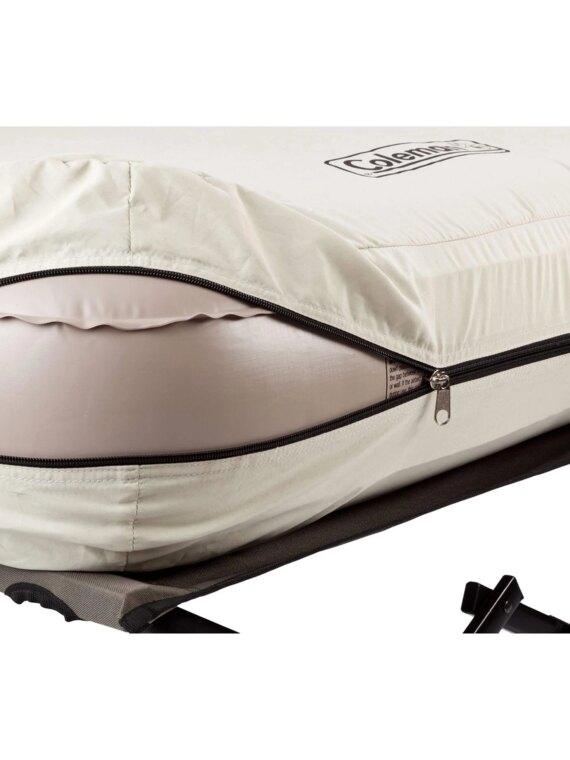 Coleman Queen Camping Cot with Air Mattress & Battery Pump - Portable Folding Bed with Side Table