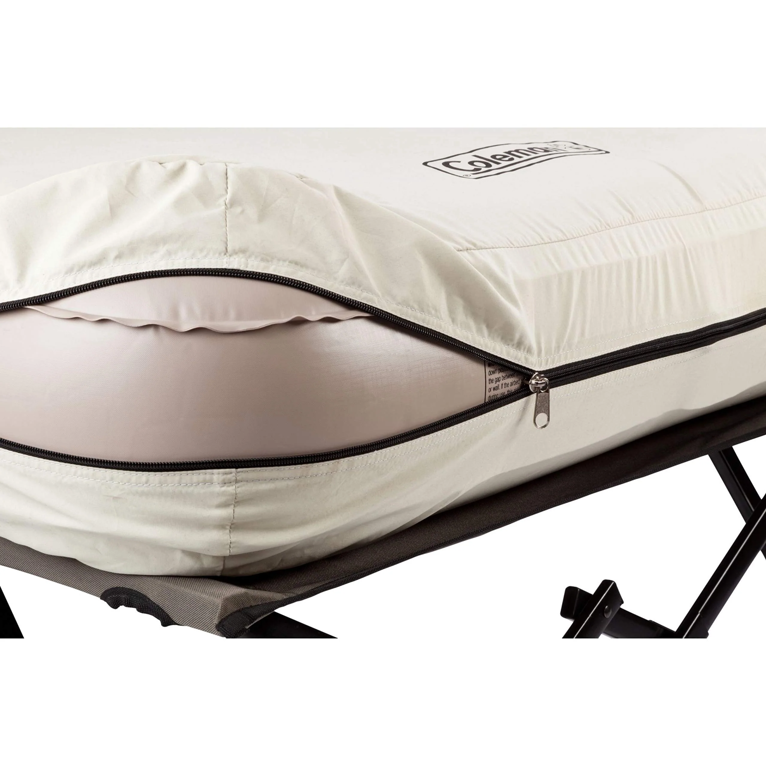 Coleman Queen Camping Cot with Air Mattress & Battery Pump - Portable Folding Bed with Side Table