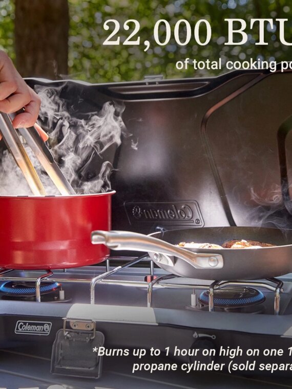 Coleman Triton+ Portable 2-Burner Propane Camping Stove with Wind Guards & Instastart Ignition