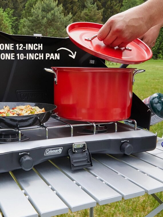 Coleman Triton+ Portable 2-Burner Propane Camping Stove with Wind Guards & Instastart Ignition