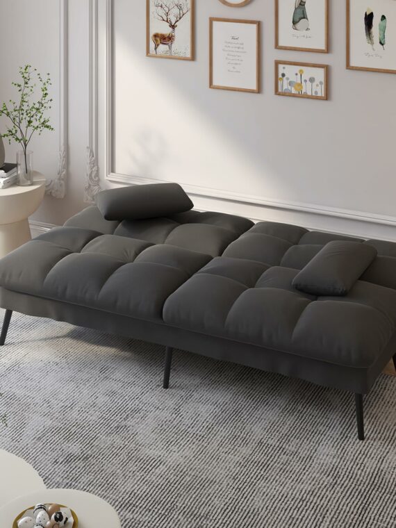 COMHOMA Convertible Futon Sofa Bed, Adjustable Backrest, Supportive Legs, Modern Design