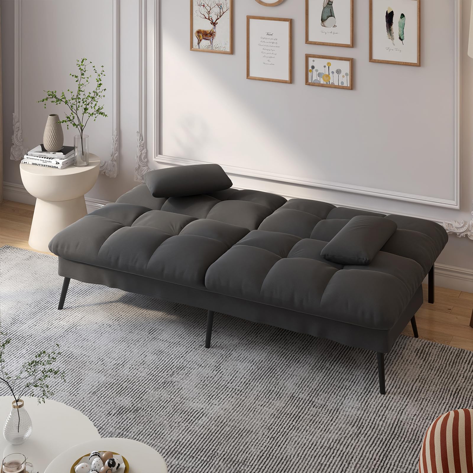 COMHOMA Convertible Futon Sofa Bed, Adjustable Backrest, Supportive Legs, Modern Design