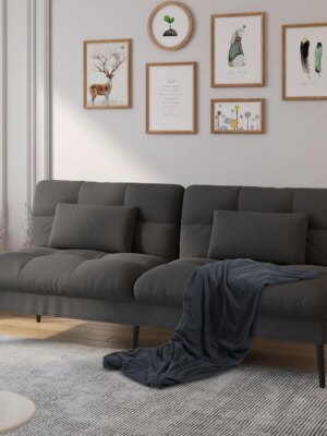 COMHOMA Convertible Futon Sofa Bed, Adjustable Backrest, Supportive Legs, Modern Design