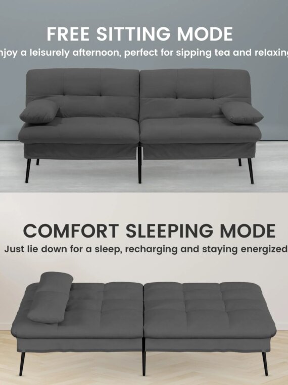 COMHOMA Convertible Futon Sofa Bed, Adjustable Backrest, Supportive Legs, Modern Design
