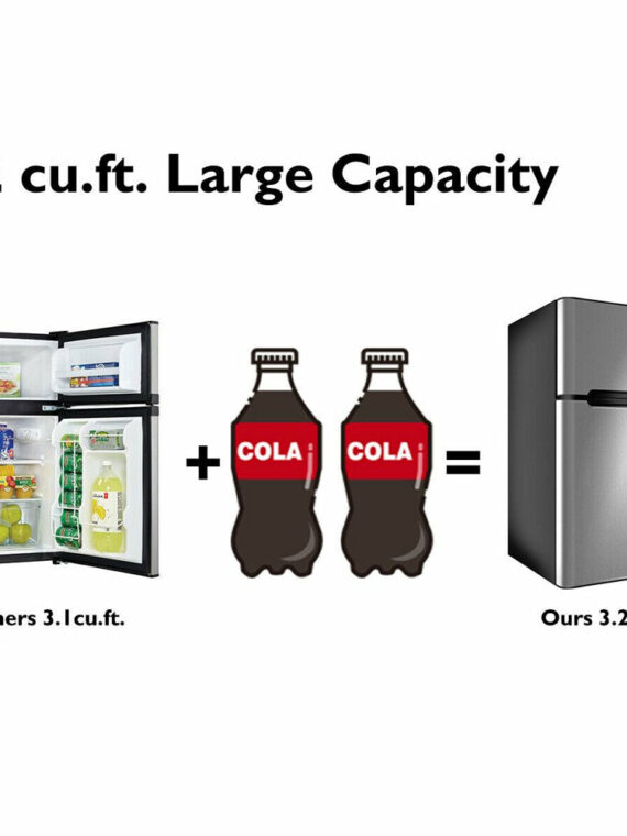 Costway 3.2 Cu. Ft. Compact Refrigerator with Internal Freezer, Dual Doors, Adjustable Shelf, White