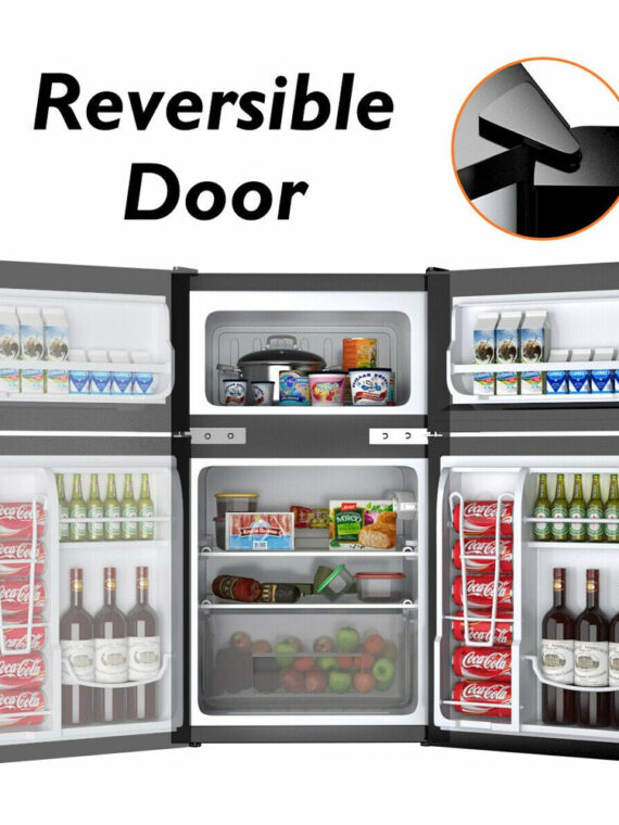 Costway 3.2 Cu. Ft. Compact Refrigerator with Internal Freezer, Dual Doors, Adjustable Shelf, White