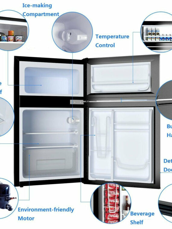 Costway 3.2 Cu. Ft. Compact Refrigerator with Internal Freezer, Dual Doors, Adjustable Shelf, White