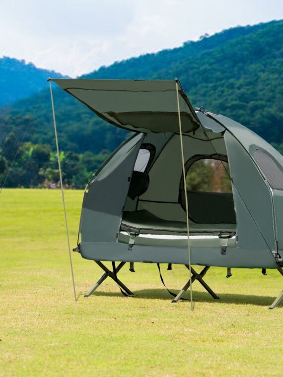 Costway Goplus 1-Person Portable Pop-Up Tent with Air Mattress & Sleeping Bag, Army Green