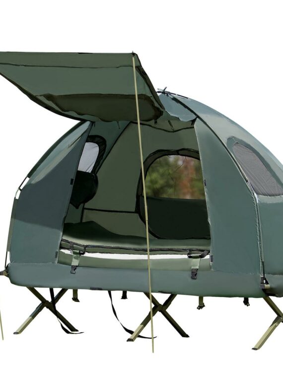 Costway Goplus 1-Person Portable Pop-Up Tent with Air Mattress & Sleeping Bag, Army Green