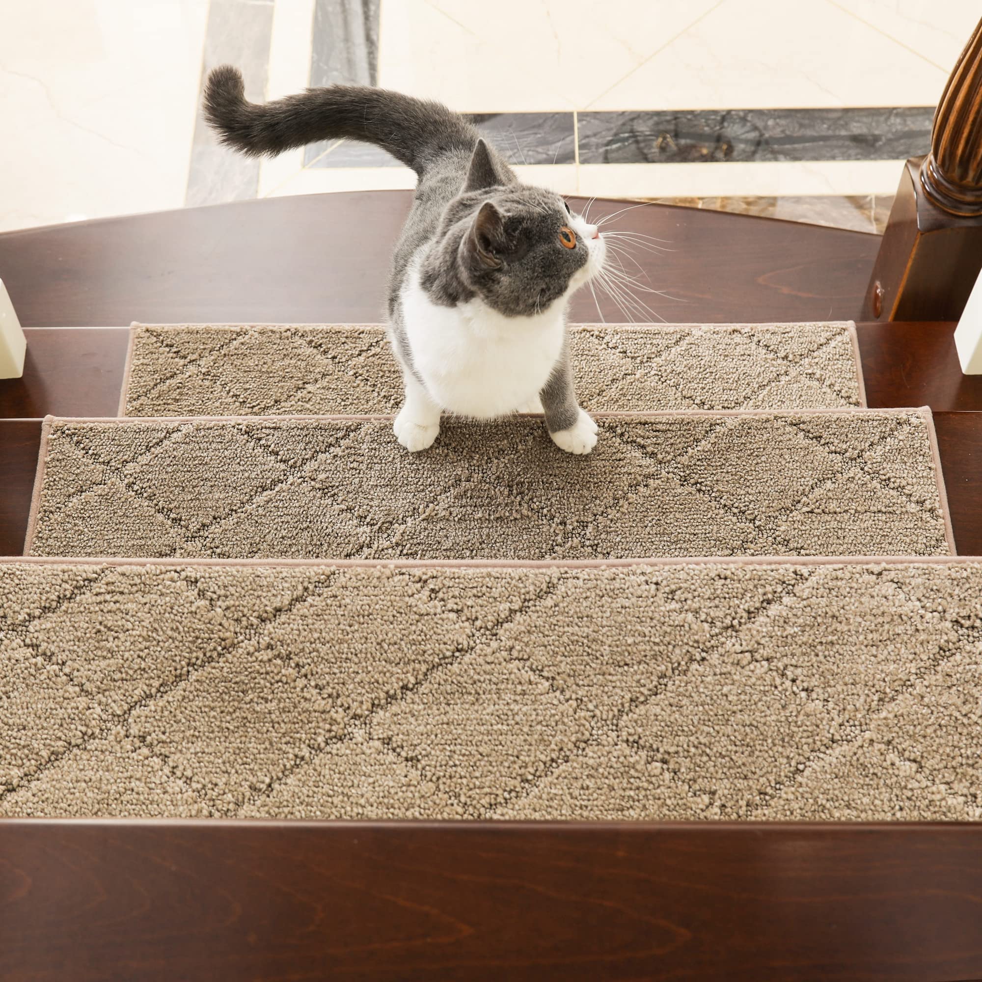 Cosy Homeer Non-Slip Stair Treads 15pcs - TPE Backing, Easy Install, 28"x9", Durable Carpet Mats