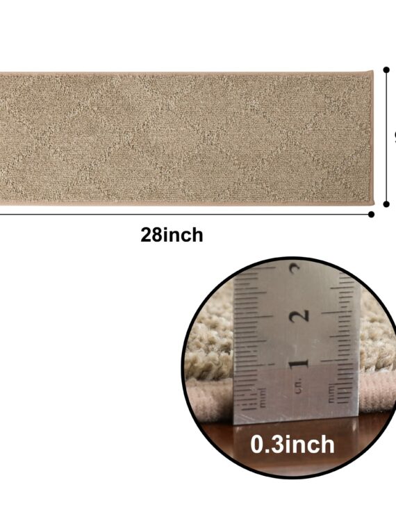 Cosy Homeer Non-Slip Stair Treads 15pcs - TPE Backing, Easy Install, 28"x9", Durable Carpet Mats