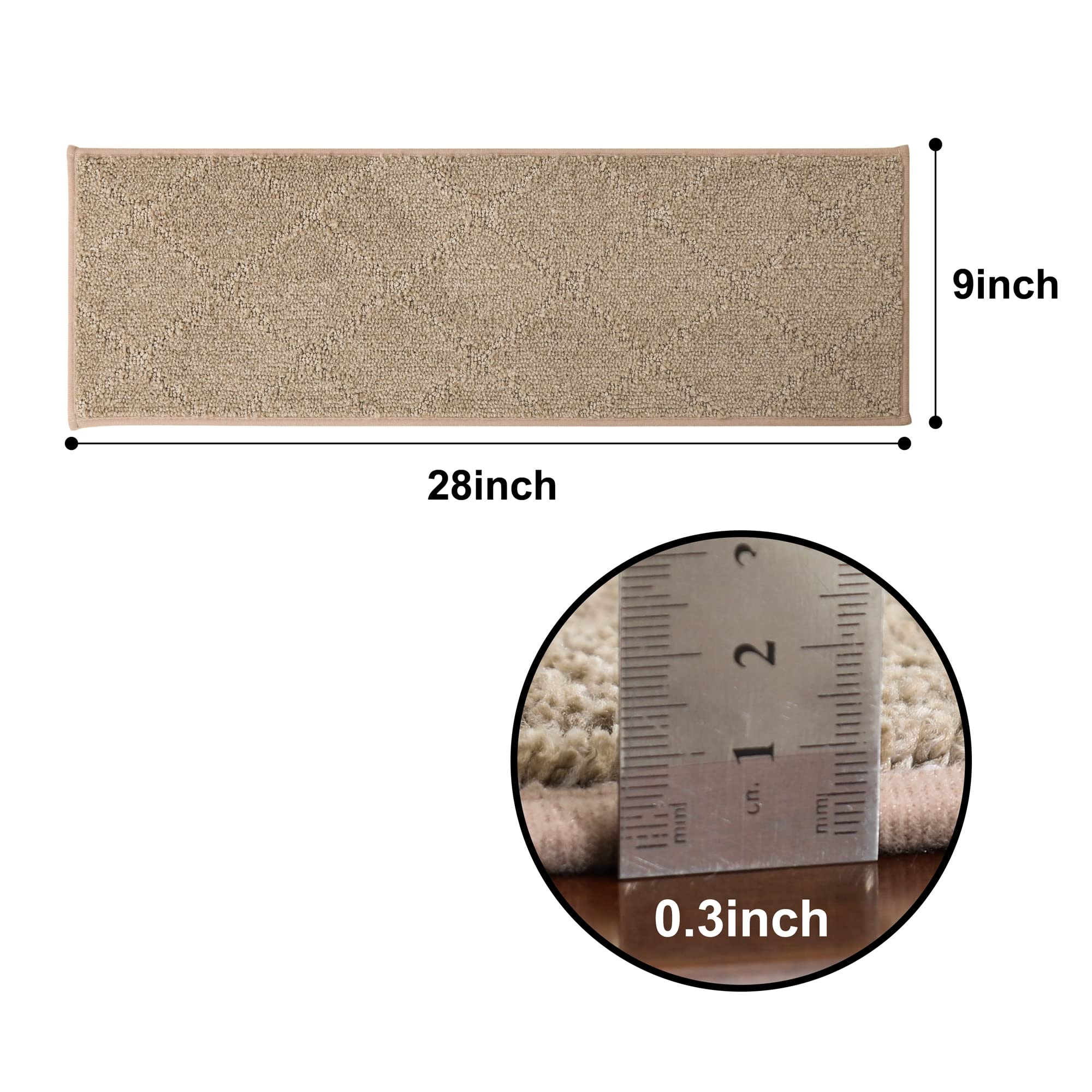 Cosy Homeer Non-Slip Stair Treads 15pcs - TPE Backing, Easy Install, 28"x9", Durable Carpet Mats