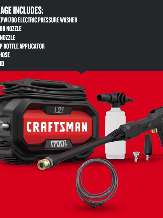 CRAFTSMAN 1700-PSI Electric Pressure Washer, 1.2 GPM, 13 Amp, with Soap Applicator & 20 ft. Hose
