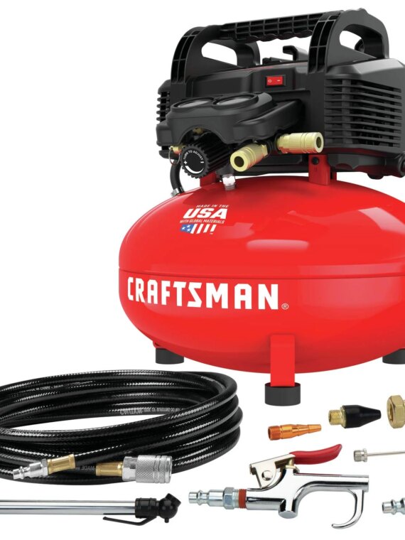 CRAFTSMAN 6-Gallon Portable Air Compressor, Oil-Free Pump, 150 PSI, 13-Piece Accessory Kit