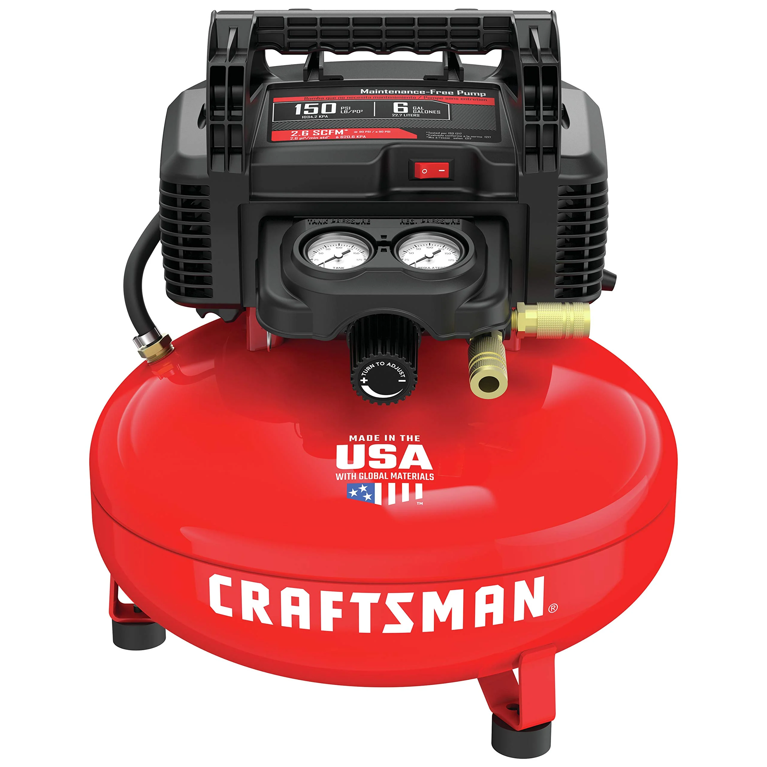 CRAFTSMAN 6-Gallon Portable Air Compressor, Oil-Free Pump, 150 PSI, 13-Piece Accessory Kit