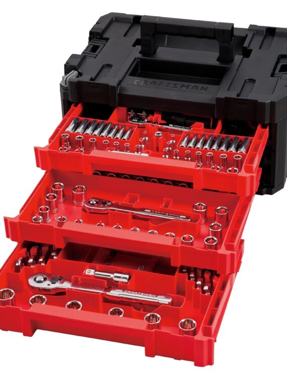 Craftsman Versastack Mechanics Tool Set - Low Profile & 72-Tooth Ratchets, Sockets, Wrenches, 3-Drawer Box, VersaStack Compatible