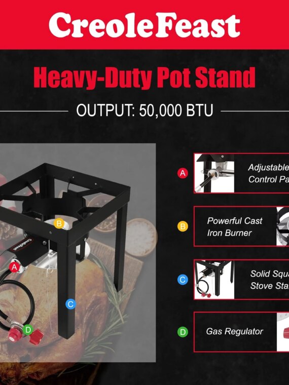 CreoleFeast 30 Qt Turkey & 10 Qt Fish Fryer Steamer Set with Burner & Accessories