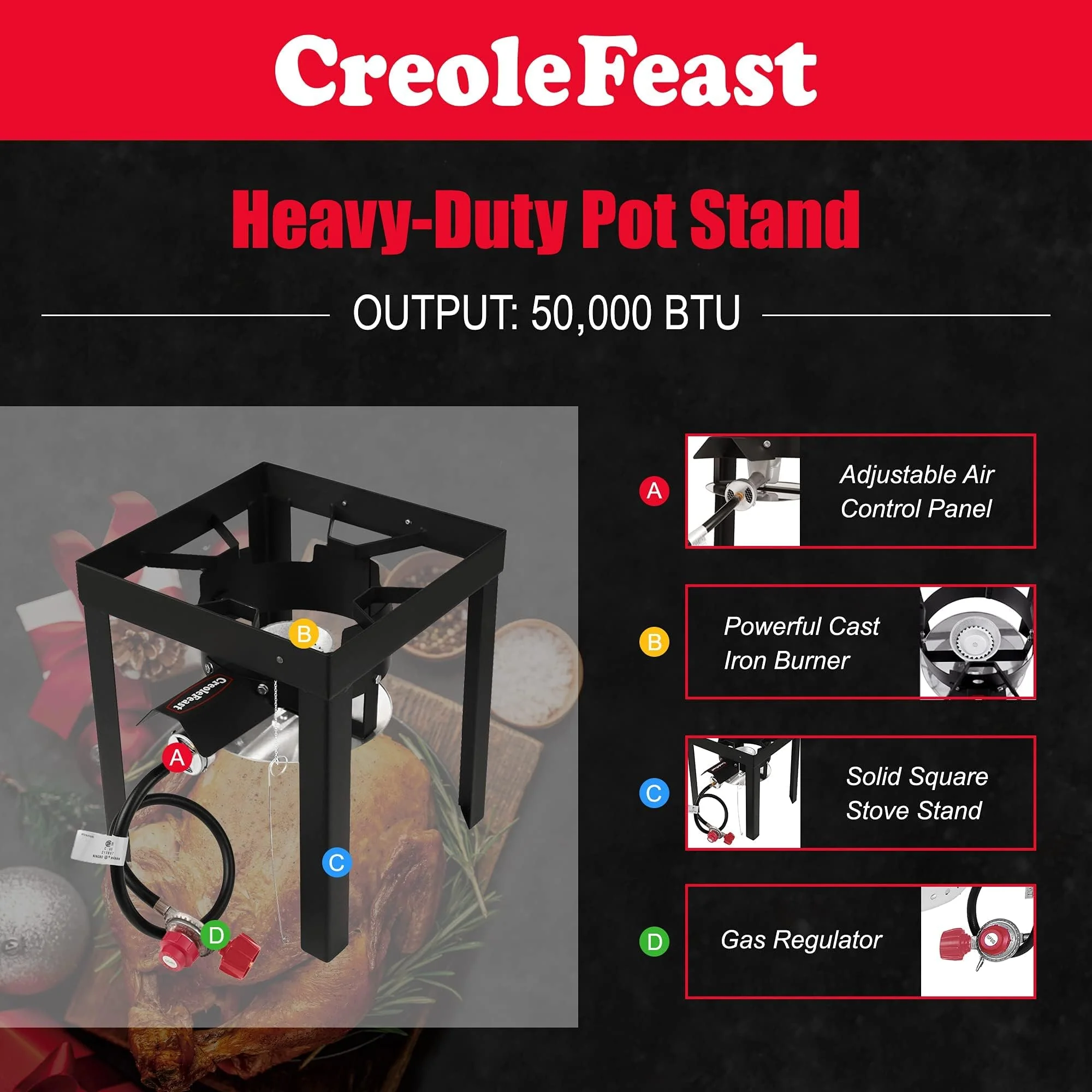 CreoleFeast 30 Qt Turkey & 10 Qt Fish Fryer Steamer Set with Burner & Accessories