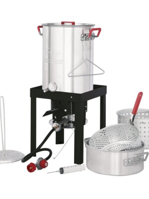 CreoleFeast 30 Qt Turkey & 10 Qt Fish Fryer Steamer Set with Burner & Accessories