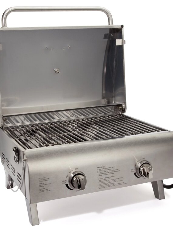 Cuisinart Portable Stainless Steel Propane Grill - Dual Burner, Tabletop, Lightweight, Easy Setup