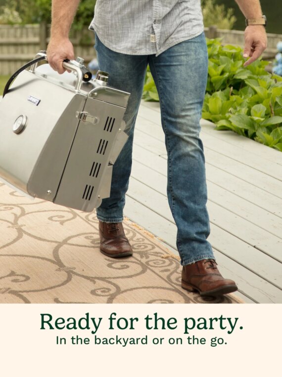 Cuisinart Portable Stainless Steel Propane Grill - Dual Burner, Tabletop, Lightweight, Easy Setup