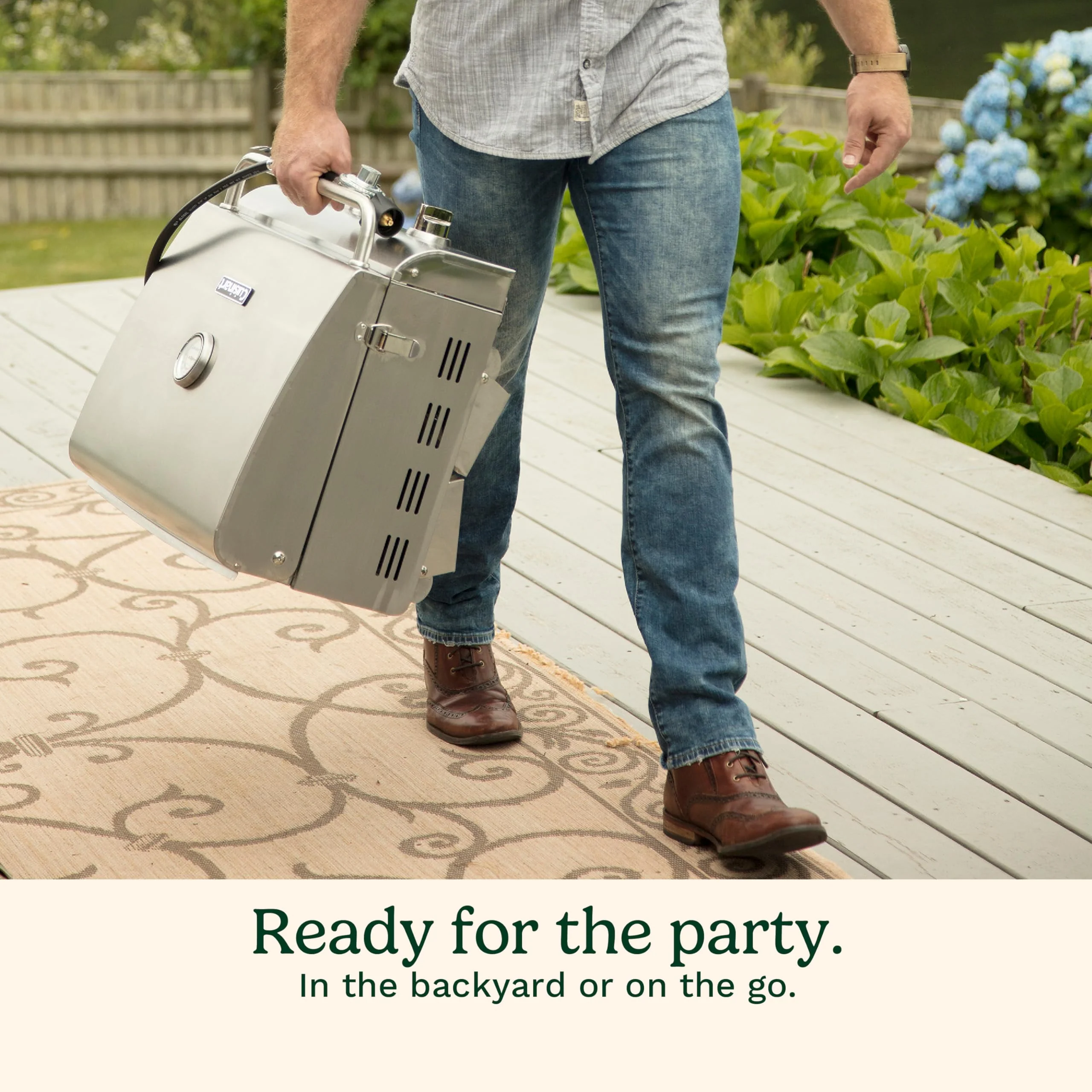 Cuisinart Portable Stainless Steel Propane Grill - Dual Burner, Tabletop, Lightweight, Easy Setup