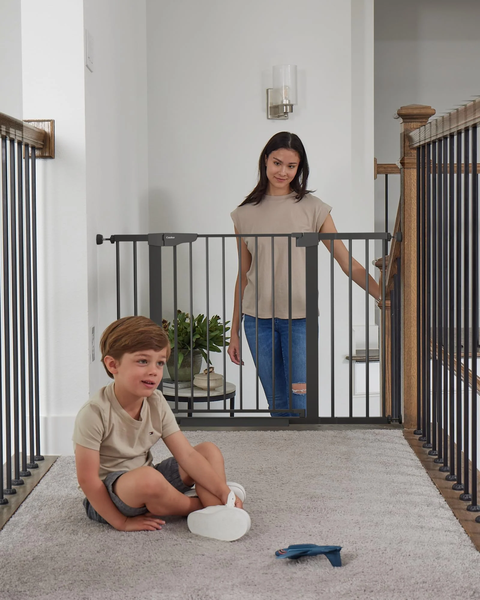 Cumbor Extra-Wide Baby & Pet Gate, 30.5"H, Adjustable 29.7"-51.5", Heavy-Duty Steel, Auto-Close, Easy Install