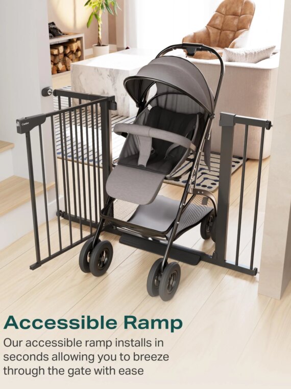 Cumbor Extra-Wide Baby & Pet Gate, 30.5"H, Adjustable 29.7"-51.5", Heavy-Duty Steel, Auto-Close, Easy Install
