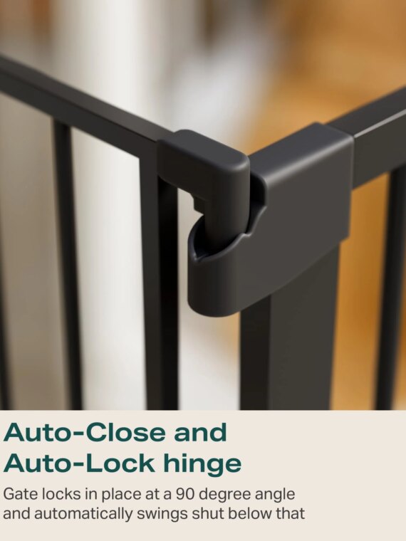 Cumbor Extra-Wide Baby & Pet Gate, 30.5"H, Adjustable 29.7"-51.5", Heavy-Duty Steel, Auto-Close, Easy Install