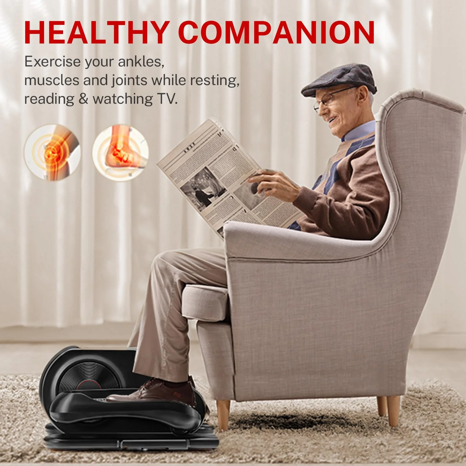 CURSOR FITNESS Under Desk Elliptical Machine with 12 Speeds & Auto Modes for Home or Office Workout