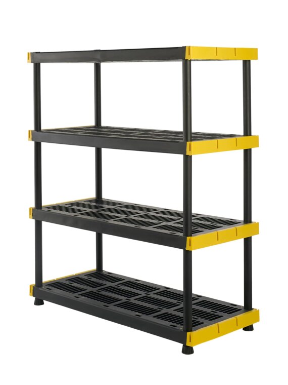 CX Heavy Duty 4-Tier Plastic Storage Shelving Unit, 200 lbs/Shelf, 55"x48"x20", Indoor/Outdoor