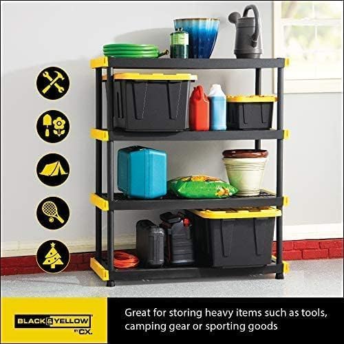CX Heavy Duty 4-Tier Plastic Storage Shelving Unit, 200 lbs/Shelf, 55"x48"x20", Indoor/Outdoor