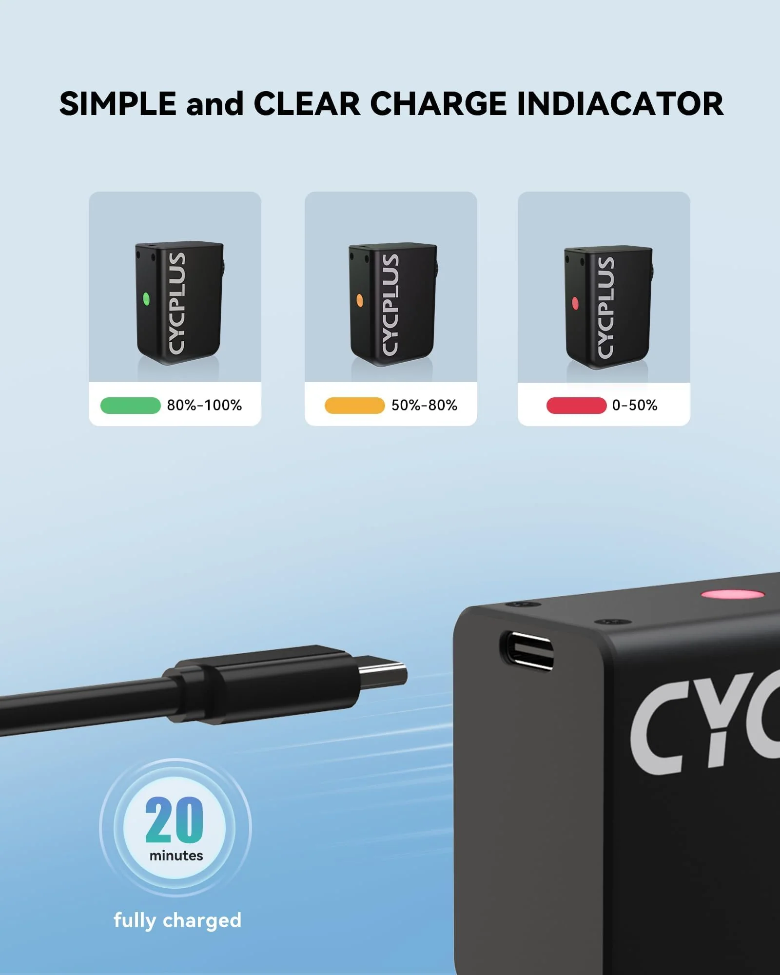 CYCPLUS Portable 100PSI Electric Bicycle Pump, Ultra-Mini, Rechargeable, Dual Nozzle, Pocket Size