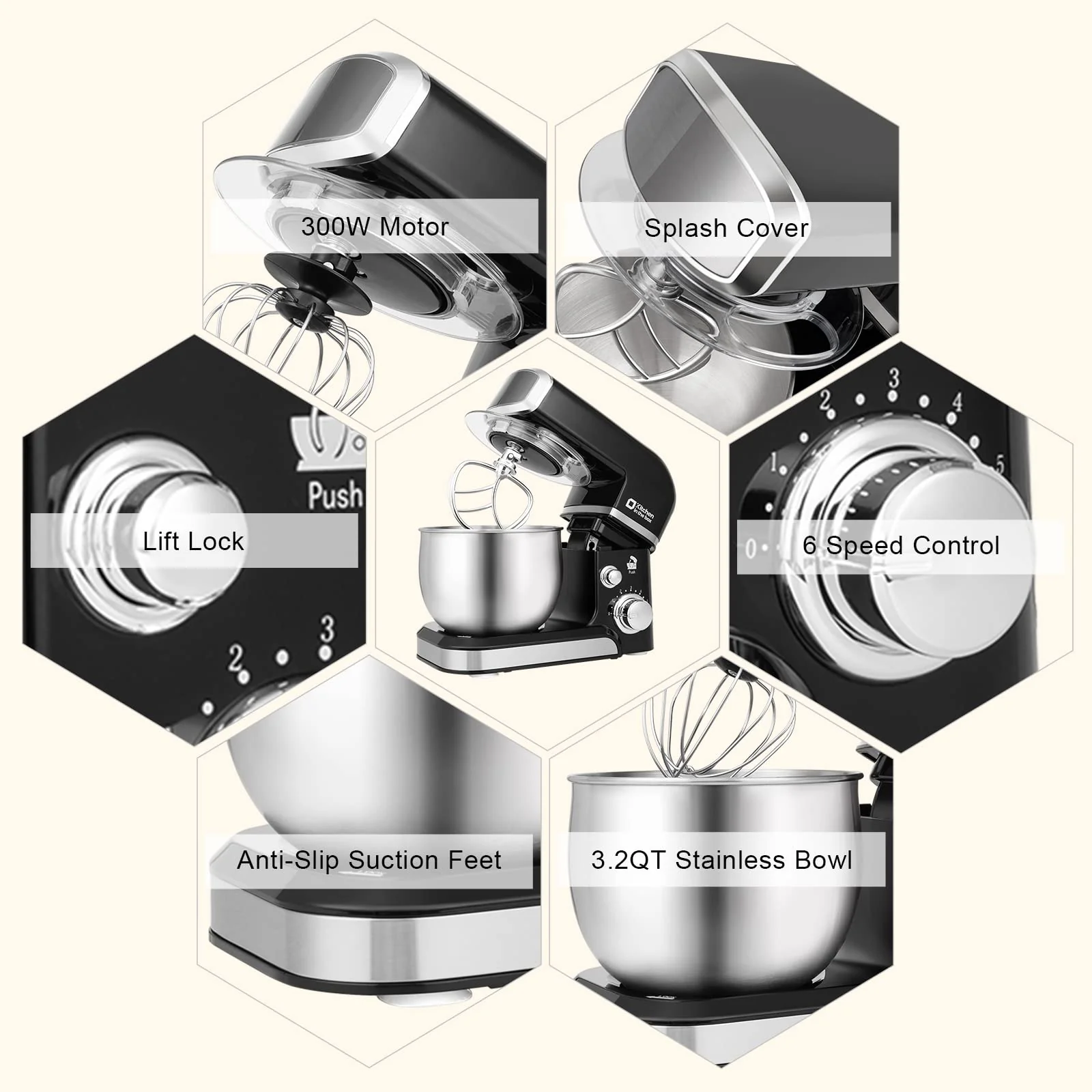 Dash Compact Stand Mixer, 3.2Qt Tilt-Head Electric Food Mixer with 6 Speeds, Stainless Steel Bowl, Multiple Colors