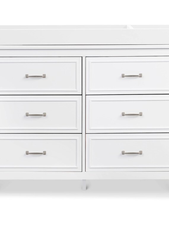 DaVinci Charlie 6-Drawer Double Dresser, White - Durable, Versatile, Solid Pinewood, Non-Toxic Finish