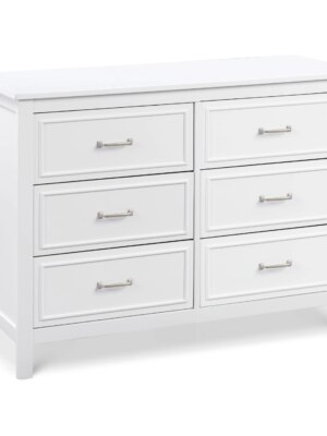 DaVinci Charlie 6-Drawer Double Dresser, White - Durable, Versatile, Solid Pinewood, Non-Toxic Finish