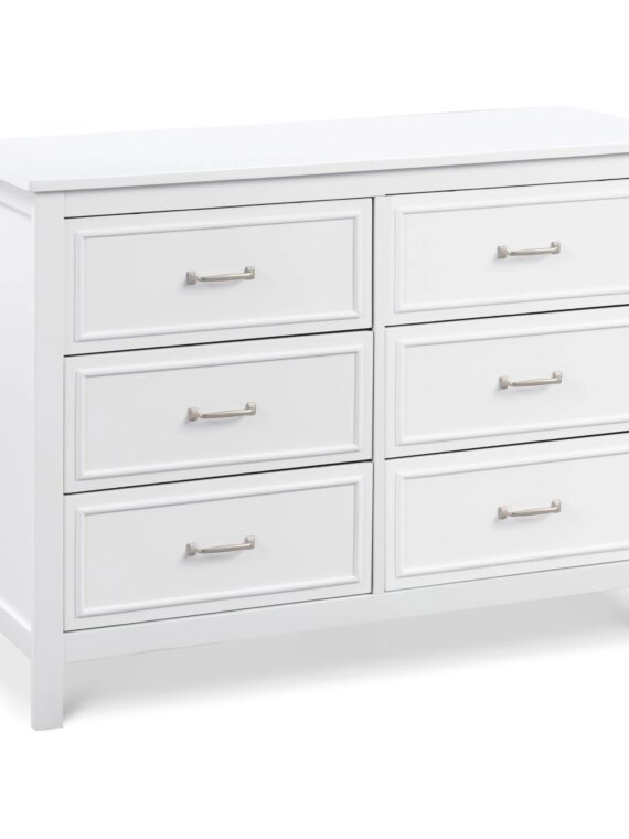 DaVinci Charlie 6-Drawer Double Dresser, White - Durable, Versatile, Solid Pinewood, Non-Toxic Finish