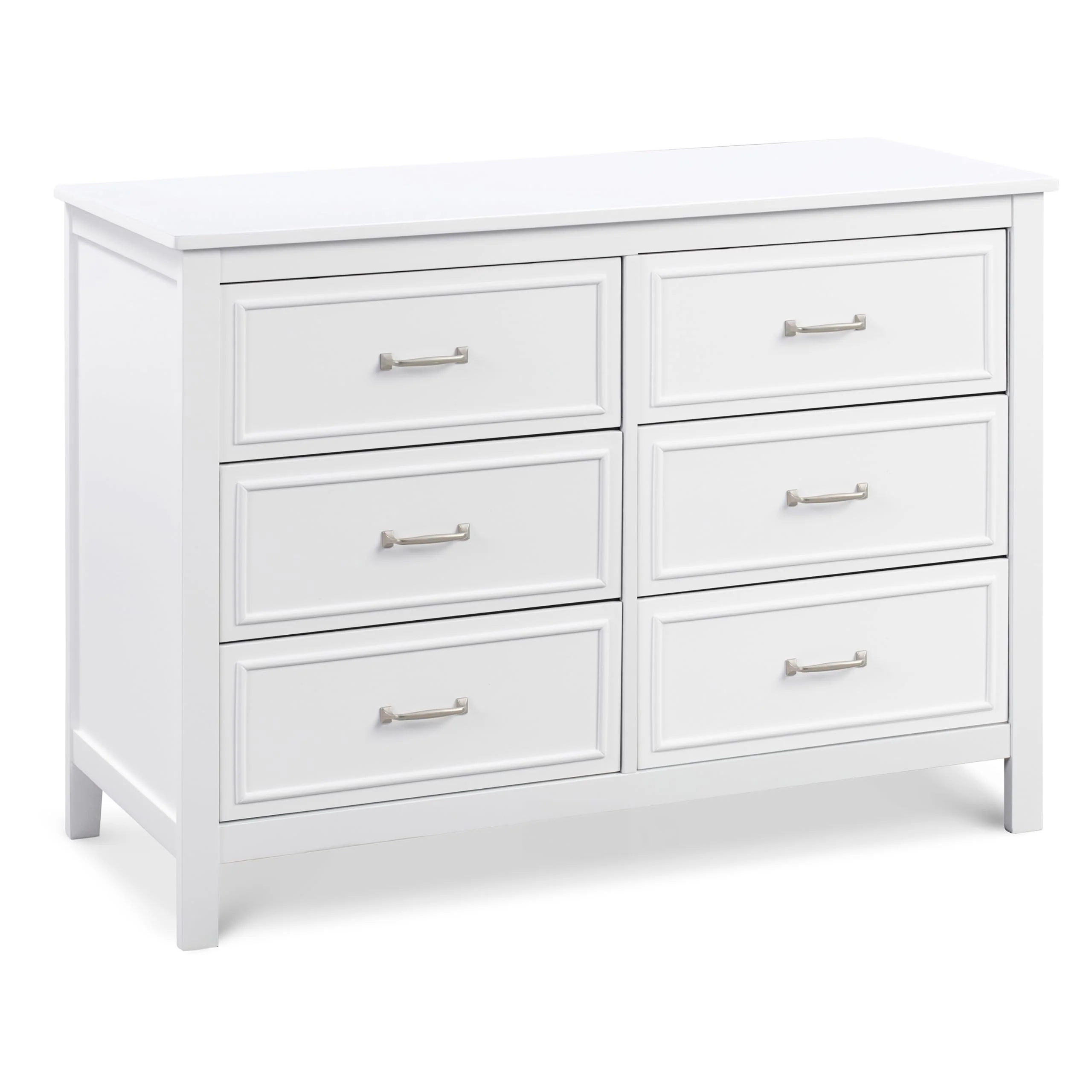 DaVinci Charlie 6-Drawer Double Dresser, White - Durable, Versatile, Solid Pinewood, Non-Toxic Finish
