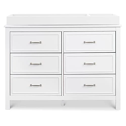 DaVinci Charlie 6-Drawer Double Dresser, White - Durable, Versatile, Solid Pinewood, Non-Toxic Finish