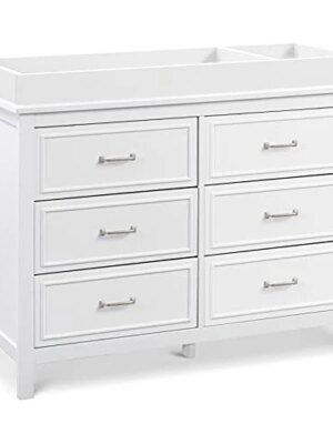 DaVinci Charlie 6-Drawer Double Dresser, White – Durable, Versatile, Solid Pinewood, Non-Toxic Finish