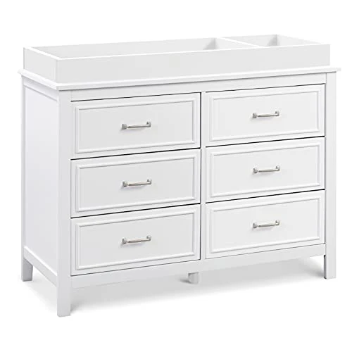 DaVinci Charlie 6-Drawer Double Dresser, White - Durable, Versatile, Solid Pinewood, Non-Toxic Finish