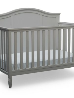Delta Children Madrid 5-in-1 Convertible Baby Crib, Grey, GREENGUARD Gold Certified, Adjustable Mattress Support
