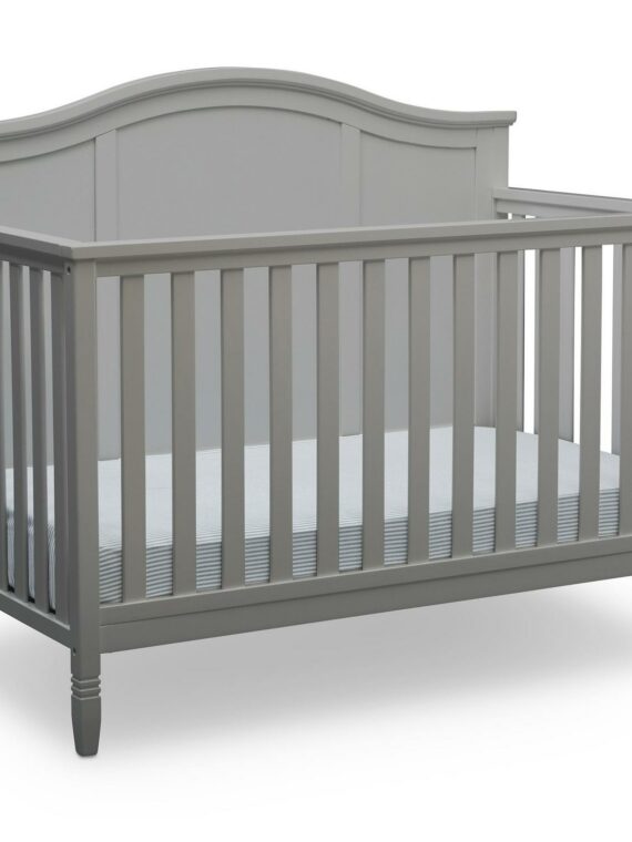 Delta Children Madrid 5-in-1 Convertible Baby Crib, Grey, GREENGUARD Gold Certified, Adjustable Mattress Support