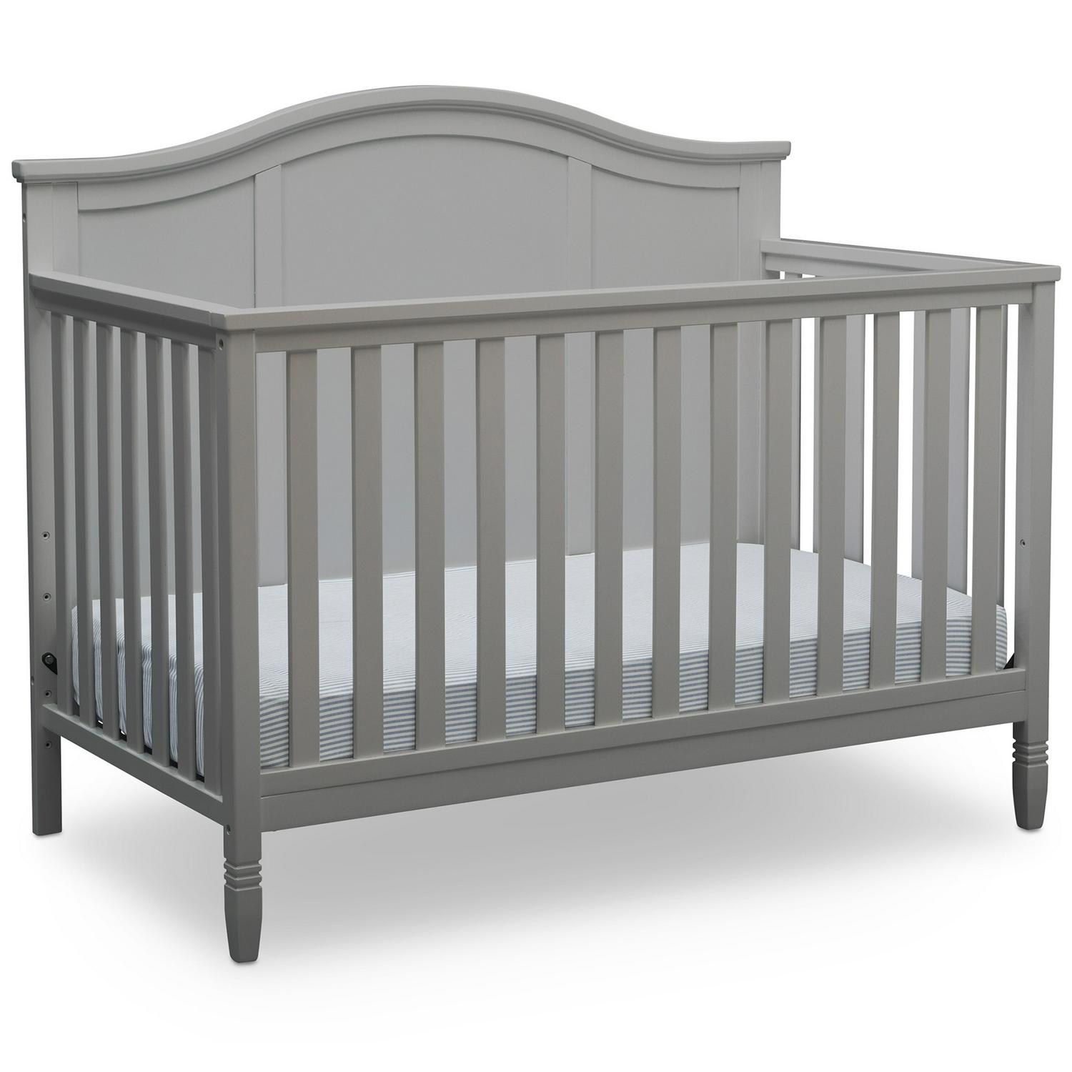 Delta Children Madrid 5-in-1 Convertible Baby Crib, Grey, GREENGUARD Gold Certified, Adjustable Mattress Support