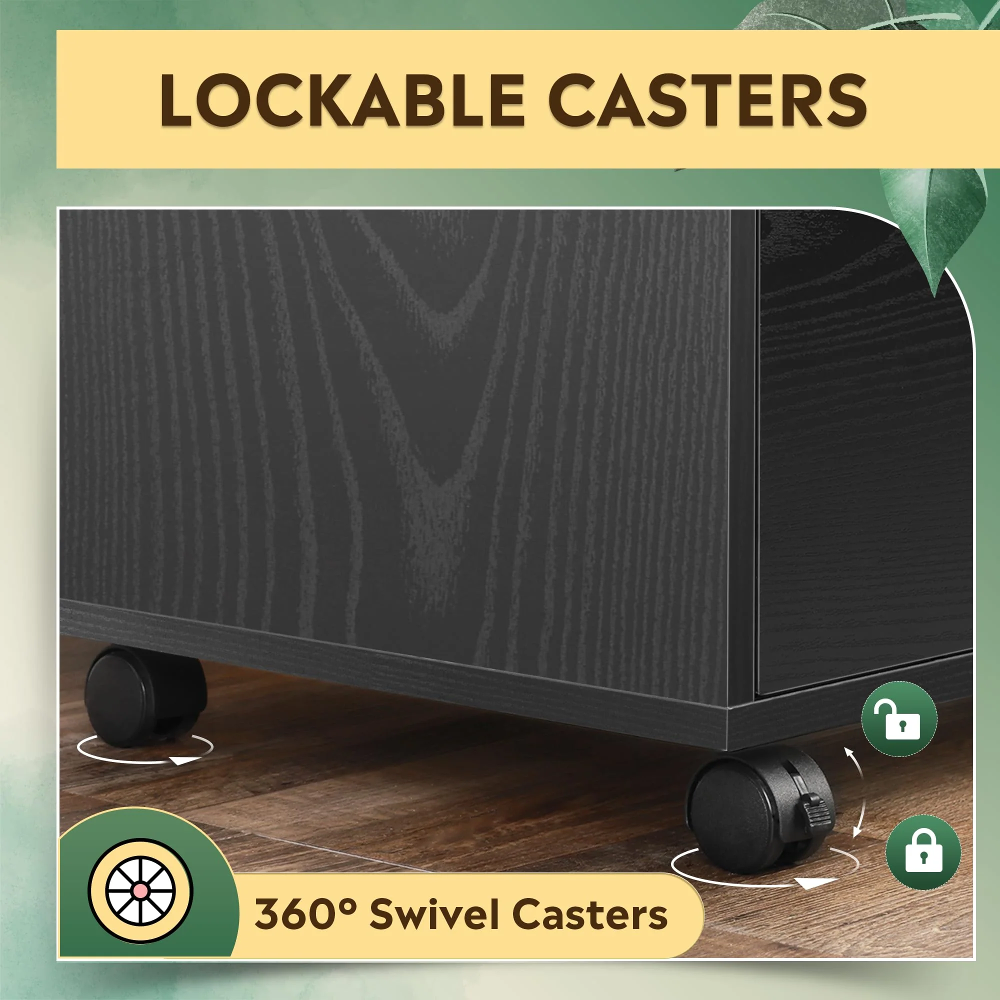 DEVISE Wood File Cabinet, 3-Drawer with Open Shelves, Mobile Office Storage, Eco-Friendly, 31.3"W